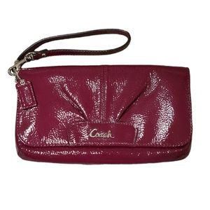 Coach Raspberry Patent Leather Wristlet
